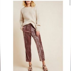 Anthropologie I Tina + Jo Mauve Crushed Velvet Pants